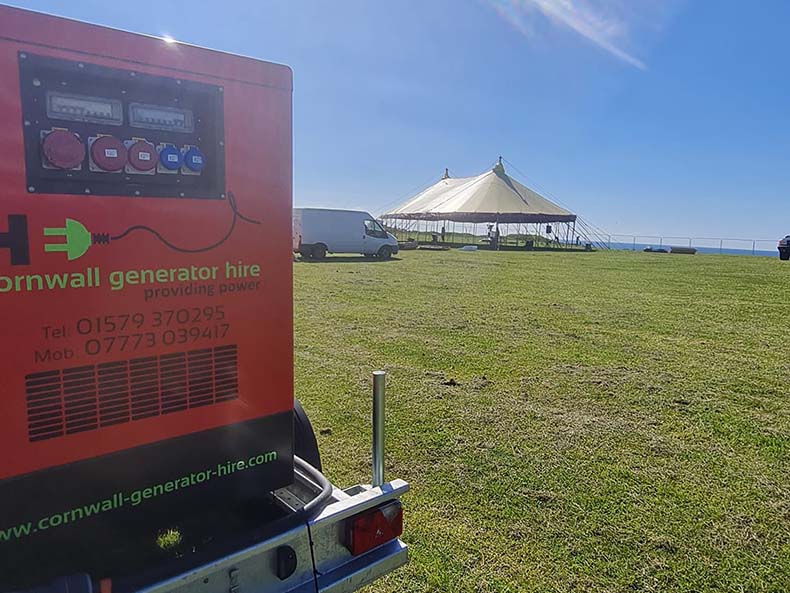 Generator ready for a large marquee wedding