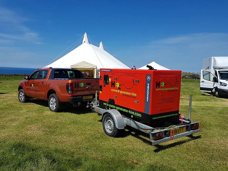 Generator delivered for a marquee wedding by the sea
