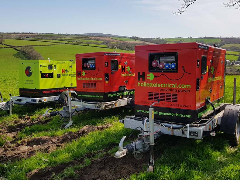 Site generators lined up ready for hire