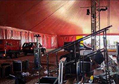 Removing a generator from a festival tent