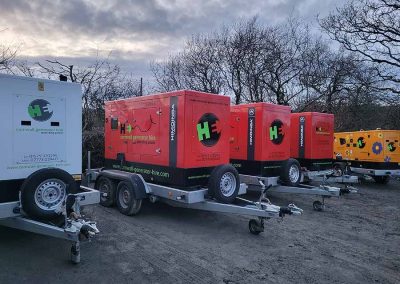 5 generators parked, ready to be hired