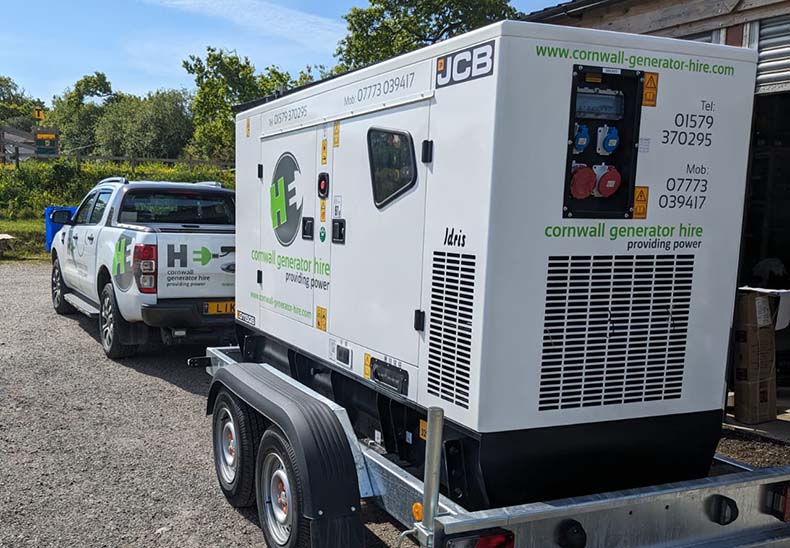 Idris the 100 KVA 3PH generator being towed